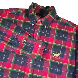 Vtg 90s Ralph Lauren Blake Tartan Plaid Button Down Shirt Mens L Dog Logo LS